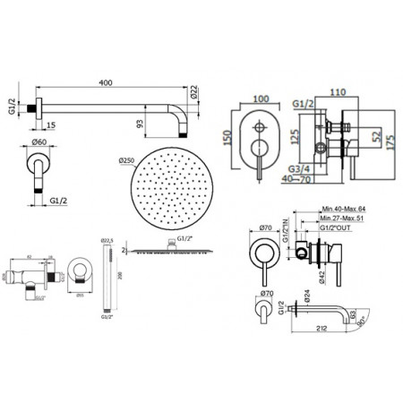 Комплект для душа Plumberia Selection IXO KITXO15CR210