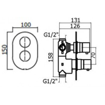Смеситель с термостатом для душа Plumberia Selection XOT5040CR