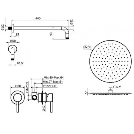 Комплект для душа Plumberia Selection IXO KITXO01CR