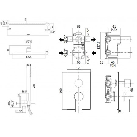 Комплект для душа Paffoni Tango KITTA018RCR