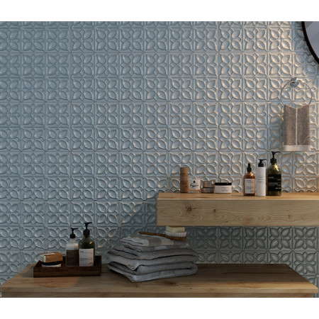 Плитка LBU093D Lissabon рельеф квадраты серый 25x75