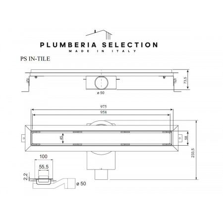 Душевой трап PLUMBERIA SELECTION PST IN-TILE PST100OR