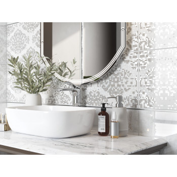 Плитка A15924 вставка Dallas орнамент светло-серый 29,8x59,8