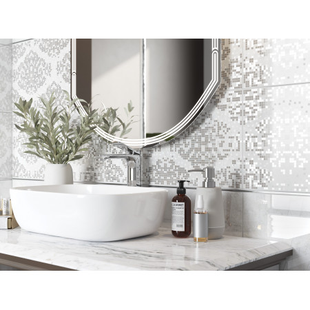 Плитка A15924 вставка Dallas орнамент светло-серый 29,8x59,8