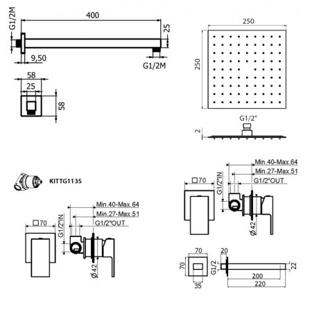Комплект для душа Plumberia Selection TAG KITTG01CR220
