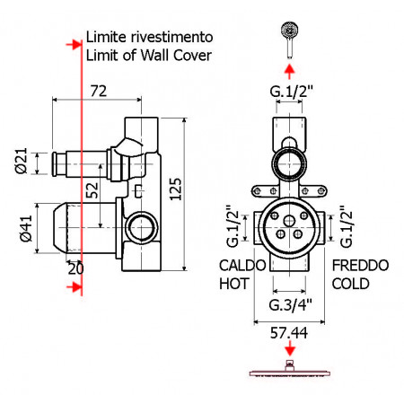 Внутренняя часть смесителя для душа Plumberia Selection INT0036CS