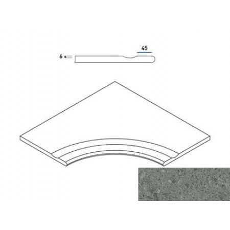 Керамогранит 620090000583 Бортик Дженезис Грэй с выемкой угл.закругленный 30 Х2 60х60
