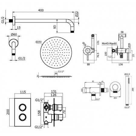 Комплект для душа Plumberia Selection IXO KITZXOT18QCR