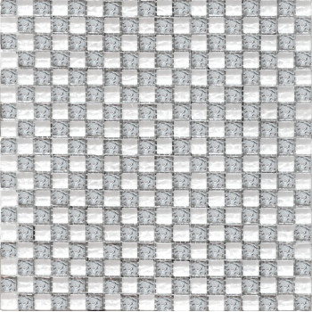 Мозаика № 2032 шахматка мелаллик серебро-платина (1.5x1.5) 30x30