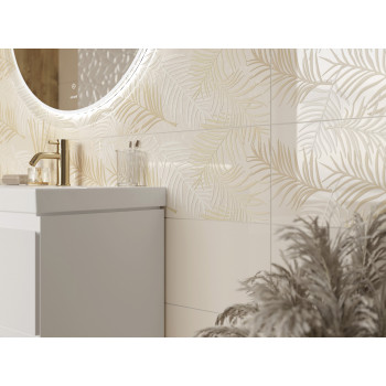 Плитка A15922 вставка Chance листья светло-бежевый 25x75