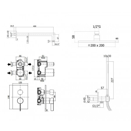 Комплект для душа Paffoni Rock KITRO018SCR