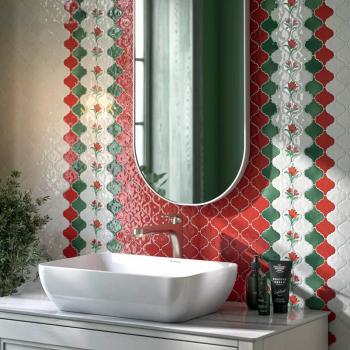 Плитка 65013 Авейру мозаичный красный глянцевый 26х30