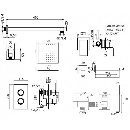 Комплект для душа Plumberia Selection TAG KITTGT18QCR220