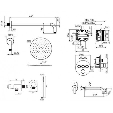 Комплект для душа Plumberia Selection PS BOX KITPSB03CR260