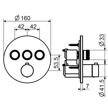Внешняя часть встраиваемого смесителя для душа Plumberia Selection PSB1903NO