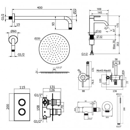 Комплект для душа Plumberia Selection IXO KITZXOT18QCR53