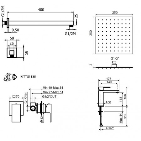 Комплект для душа Plumberia Selection TAG KITTG01CR53