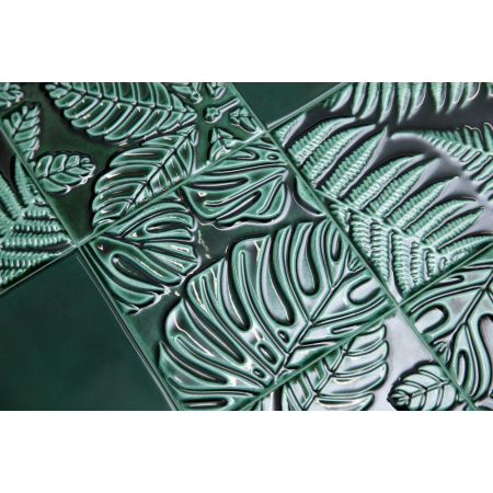 Плитка SFD001 Декор Сантана 3 структура зеленый темный глянцевый 15х15