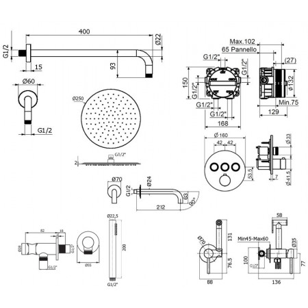 Комплект для душа Plumberia Selection PS BOX KITZPSB03NO60