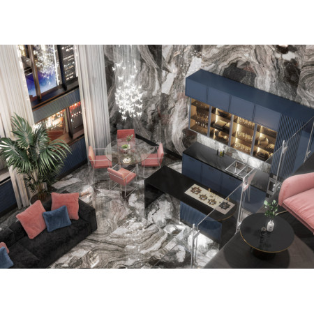 Керамогранит SG595902R Ониче белый чёрный обрезной лаппатированный 119.5*238.5