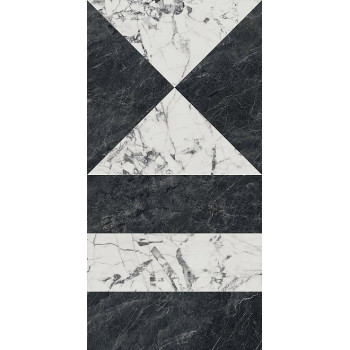 Керамогранит SG565422R Бьянко Неро белый чёрный лаппатированный обрезной 60x119,5x0,9