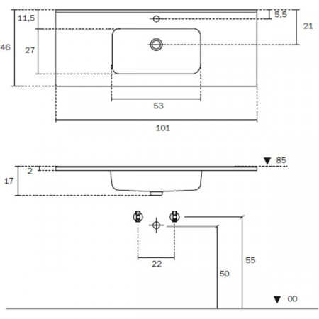 Раковина на мебель INDA KONA 100