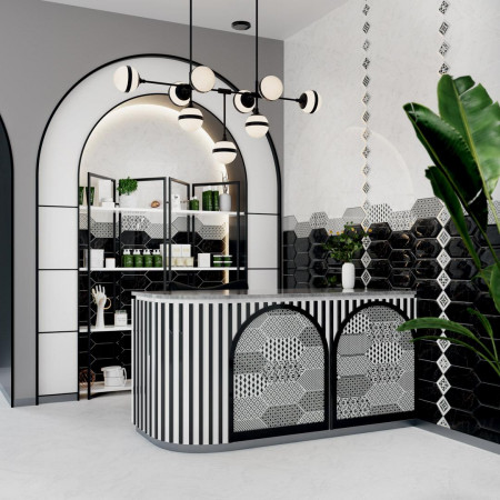 Плитка 35006 Келуш белый глянцевый 14х34