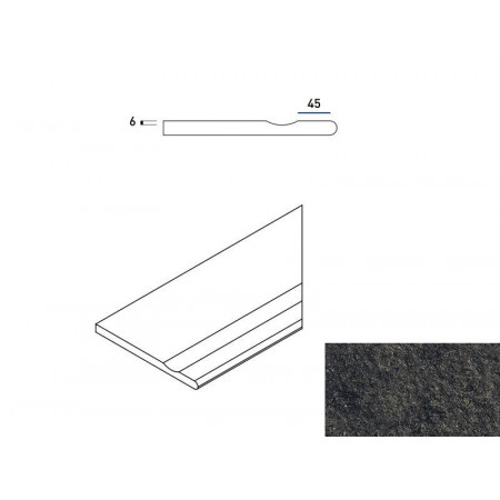 Керамогранит 620090000665 Бортик Рум Блэк правый с выемкой закругленный Х2 30х60