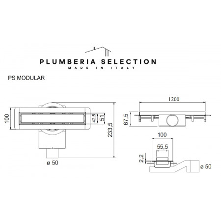 Душевой трап PLUMBERIA SELECTION PSM MODULAR PSM120MT