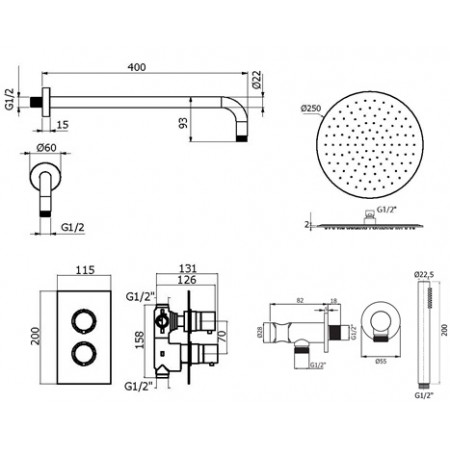 Комплект для душа Plumberia Selection IXO KITXOT18QCR