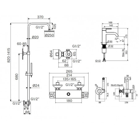 Комплект для душа Plumberia Selection IXO KITZXO6302CR53