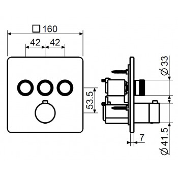 Внешняя часть встраиваемого смесителя для душа Plumberia Selection PSB2903NO