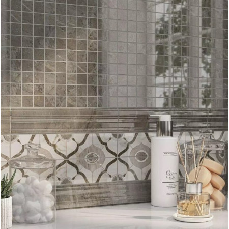 Плитка FMB034 Кантата серый глянцевый 25x15