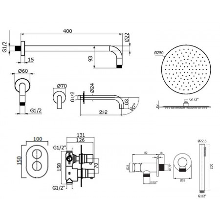 Комплект для ванны Plumberia Selection IXO KITXOT19NO260