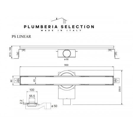Душевой трап PLUMBERIA SELECTION PSL LINEAR PSL90NO