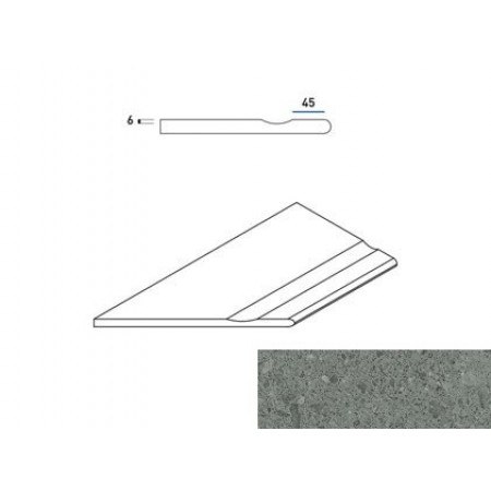 Керамогранит 620090000587 Бортик Дженезис Грэй левый с выемкой закругленный Х2 30х60