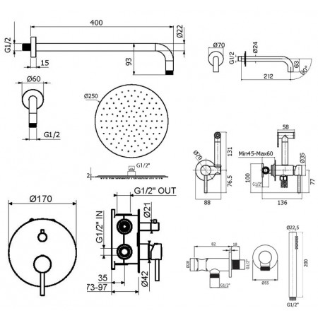 Комплект для душа Plumberia Selection IXO KITZXO19CR60