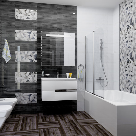 Плитка Декор Апрель черный-2 25х50