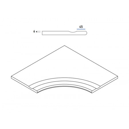 Керамогранит 620090000694 Бортик Скайфолл Гриджио Альпино с выемкой угловой закругленный 60х60