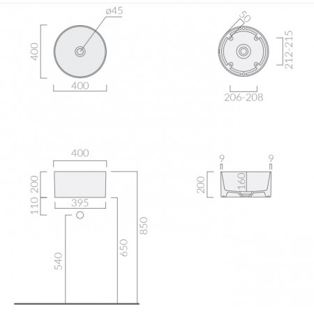 Раковина GALASSIA CORE40 7306NEMT