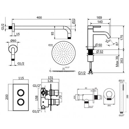 Комплект для душа Plumberia Selection IXO KITXOT18QBO53
