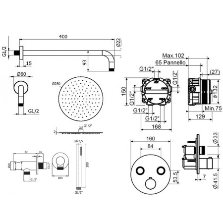 Комплект для душа Plumberia Selection PS BOX KITPSB02CR