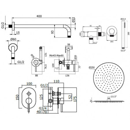 Комплект для душа Plumberia Selection IXO KITZXO15CR