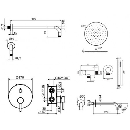 Комплект для душа Plumberia Selection IXO KITXO19NO260