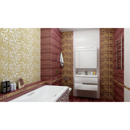 Плитка Бордюр Ампир бордовый 5х50