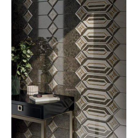 Плитка 35002 Бикуш бежевый темный глянцевый 14х34