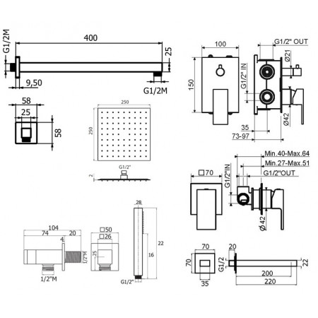 Комплект для душа Plumberia Selection TAG KITTG18CR220