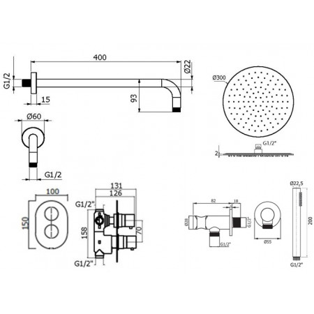 Комплект для душа Plumberia Selection IXO KITXOT18NOKING