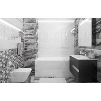 Плитка Декор Mania Anais серый 25х50