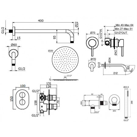 Комплект для душа Plumberia Selection IXO KITXOT18CR210